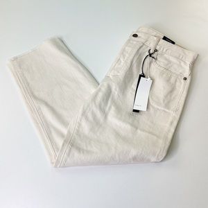Vince Union Slouch Raw Hem Cropped Denim Womens Size 30 Cream Jeans NEW $275